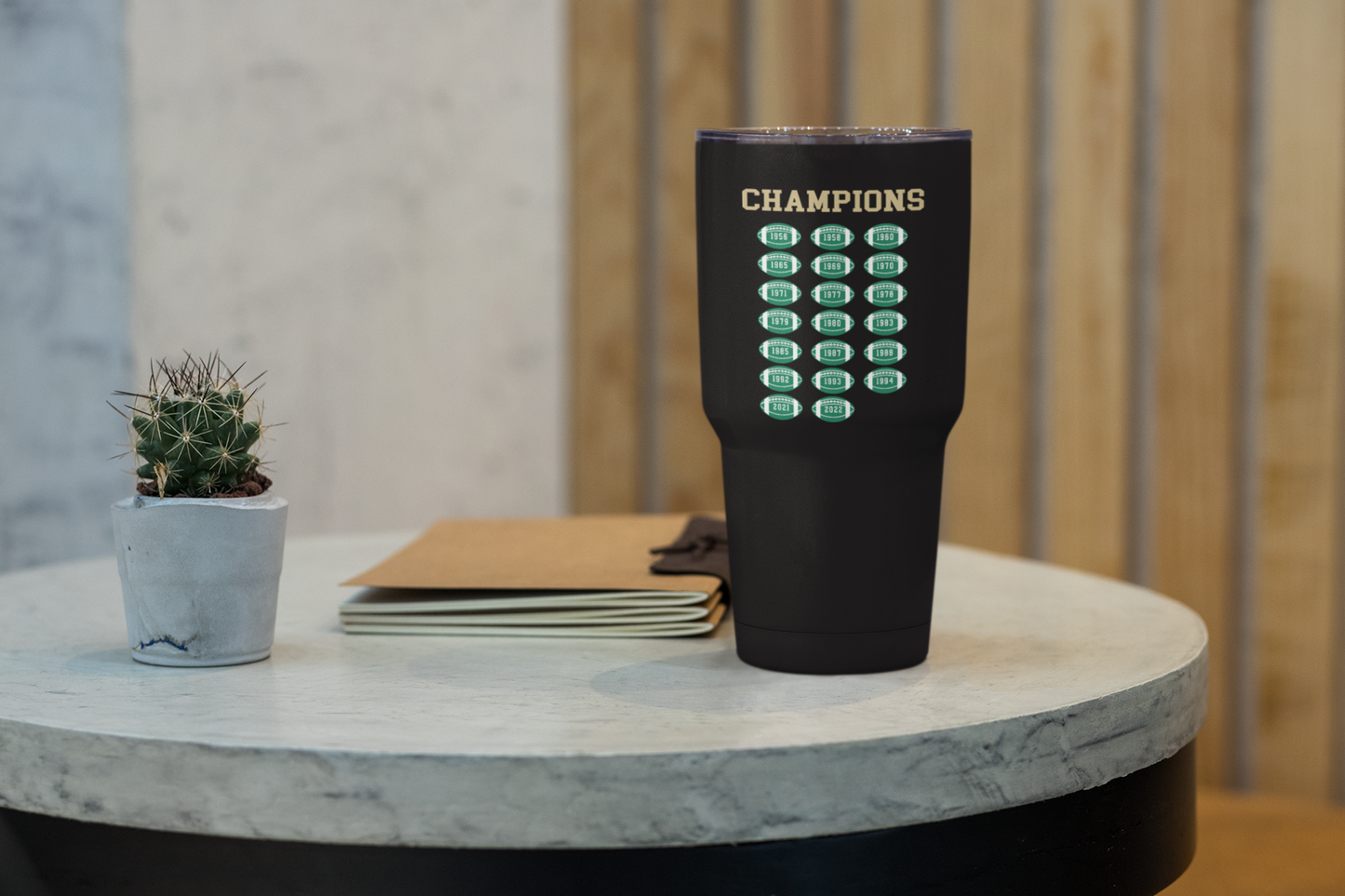 Carroll Football Champions tumbler image front & back